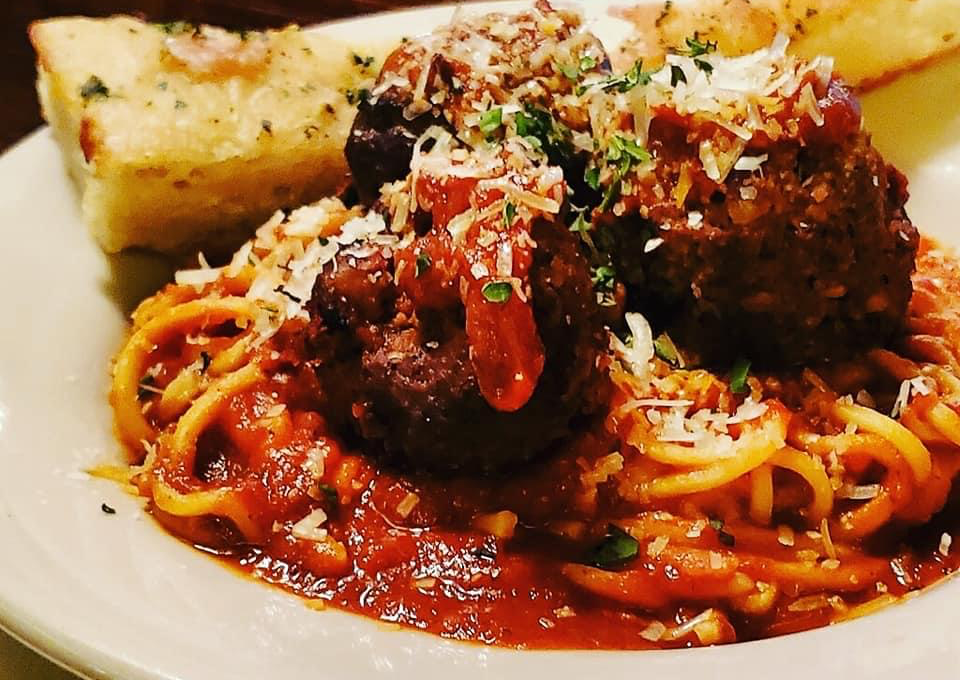 Spaghetti Marinara with Meatballs from Bari Trattoria. 