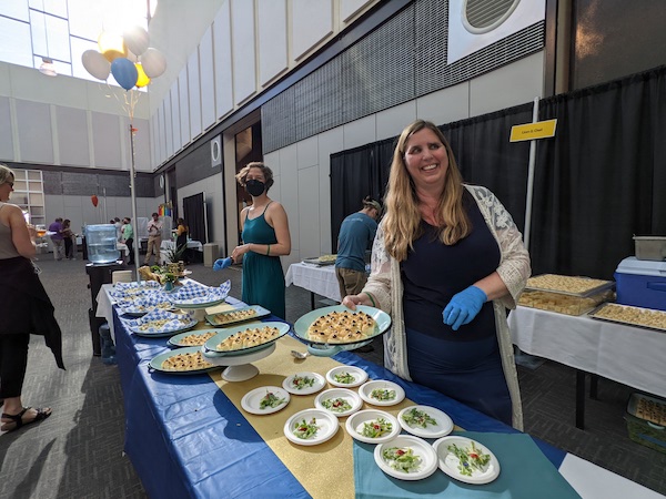 Lion & Owl served frittata bites, pea shoot salad, and foie gras bites at Chefs Night Out 2022.